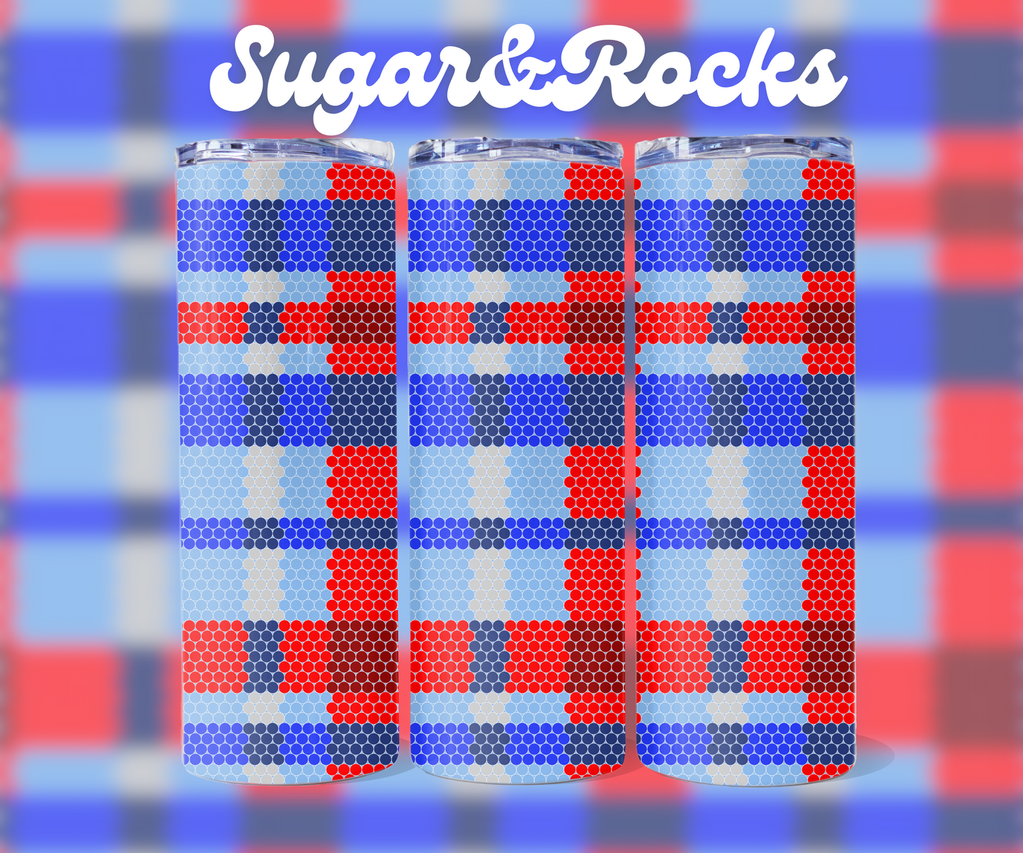 Patriotic Plaid- 4mm Bling Your Own Tumbler