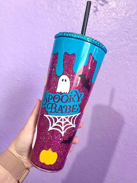 Spooky Babe Bling Glitter Tumbler