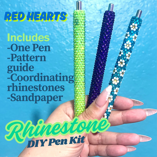 White Hearts Pattern DIY Rhinestone Pen Kit