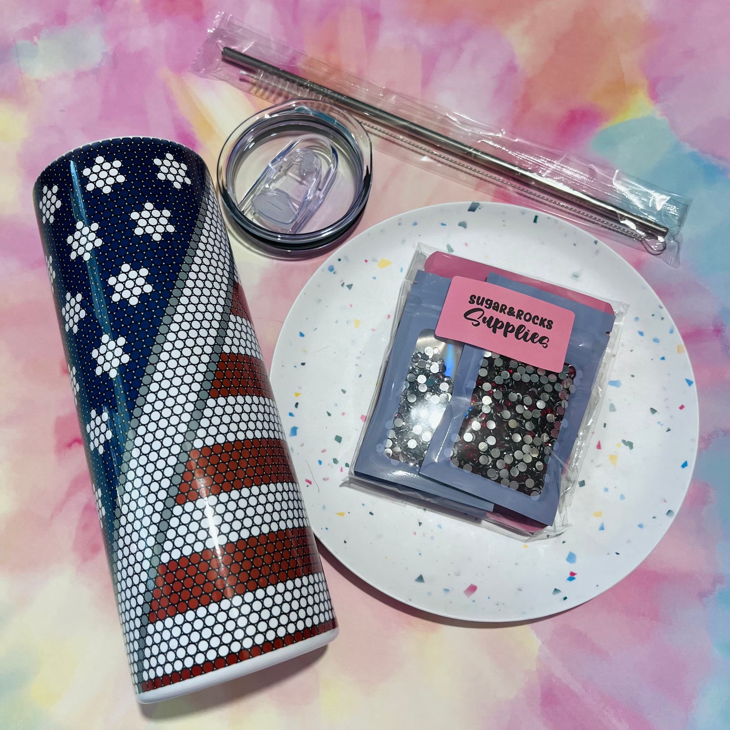 Patriotic V-Split- 4mm Bling Your Own Tumbler