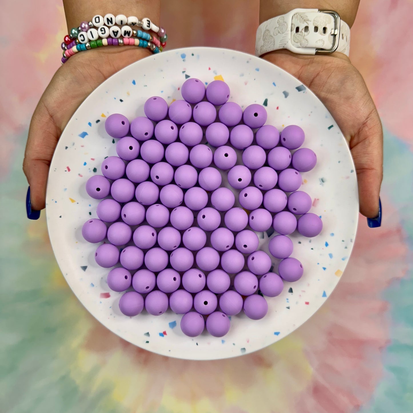 Light Purple 15mm Silicone Bead