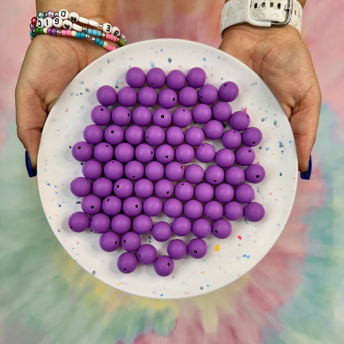 Purple 15mm Silicone Bead